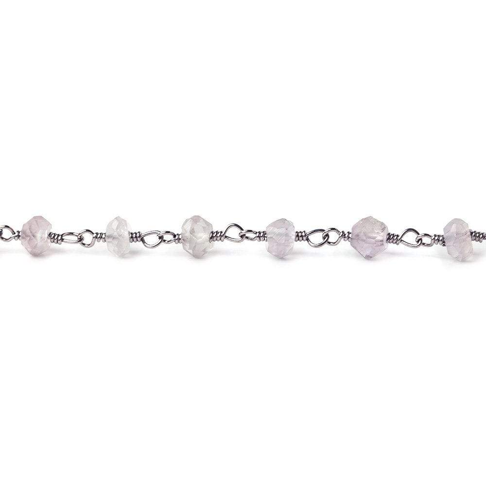4mm Pink Amethyst faceted rondelle Black Gold plated Chain by the foot 38 pcs - Beadsofcambay.com