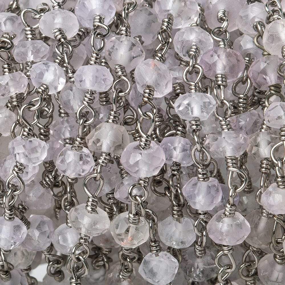 4mm Pink Amethyst faceted rondelle Black Gold plated Chain by the foot 38 pcs - Beadsofcambay.com