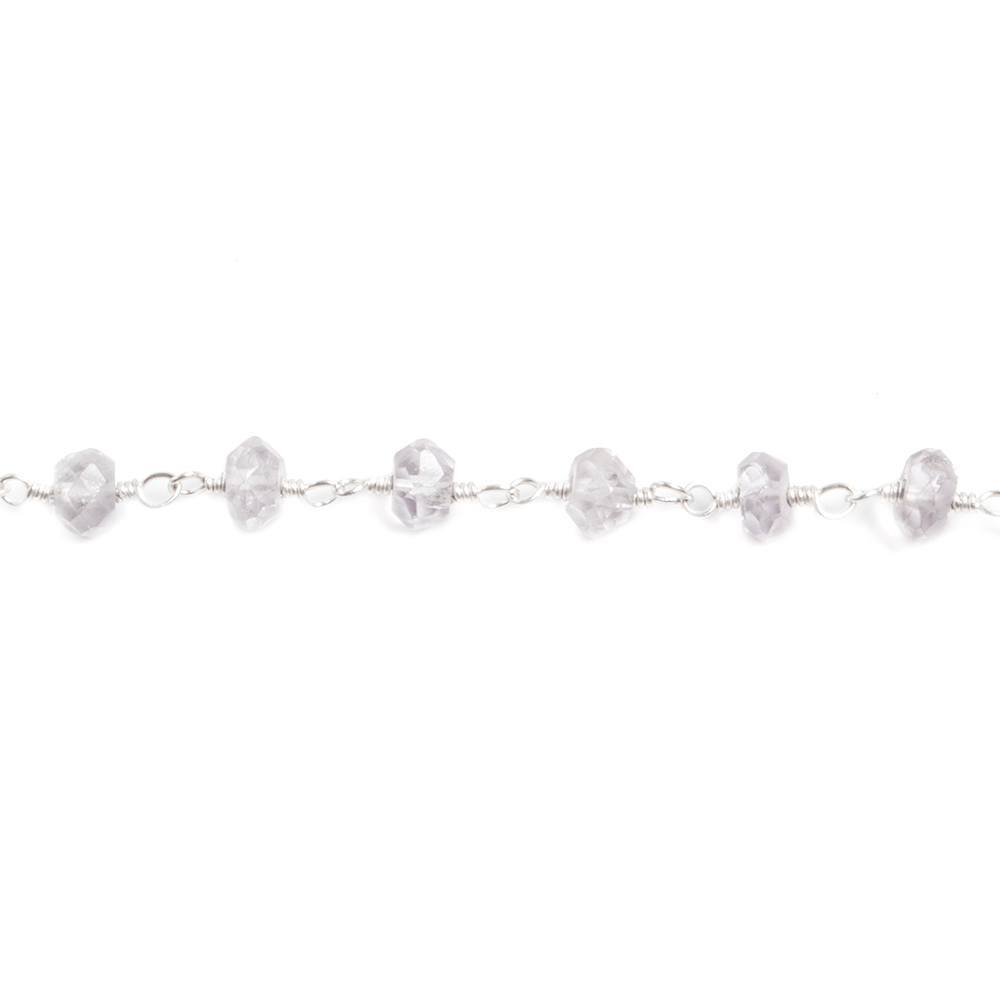 4mm Pink Amethyst faceted rondelle Silver plated Chain by the foot 39 pieces - Beadsofcambay.com