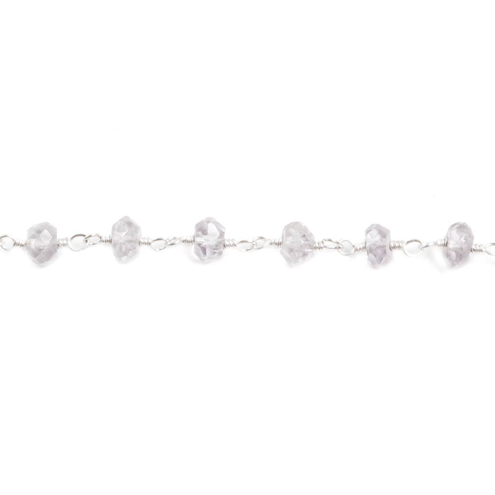 4mm Pink Amethyst faceted rondelle Silver plated Chain by the foot 39 pieces - Beadsofcambay.com