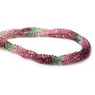 4mm Pink and Green Tourmaline Faceted Rondelle Beads 14 inch 130 pcs - Beadsofcambay.com