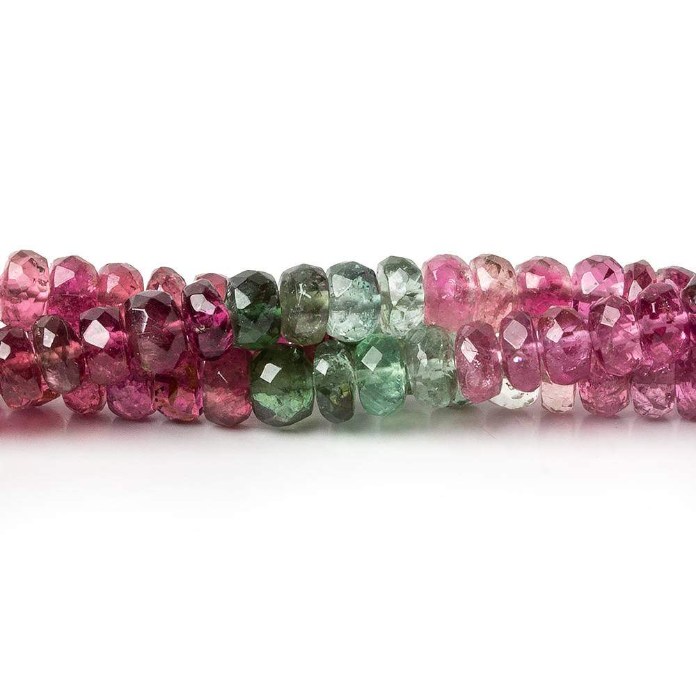 4mm Pink and Green Tourmaline Faceted Rondelle Beads 14 inch 130 pcs - Beadsofcambay.com