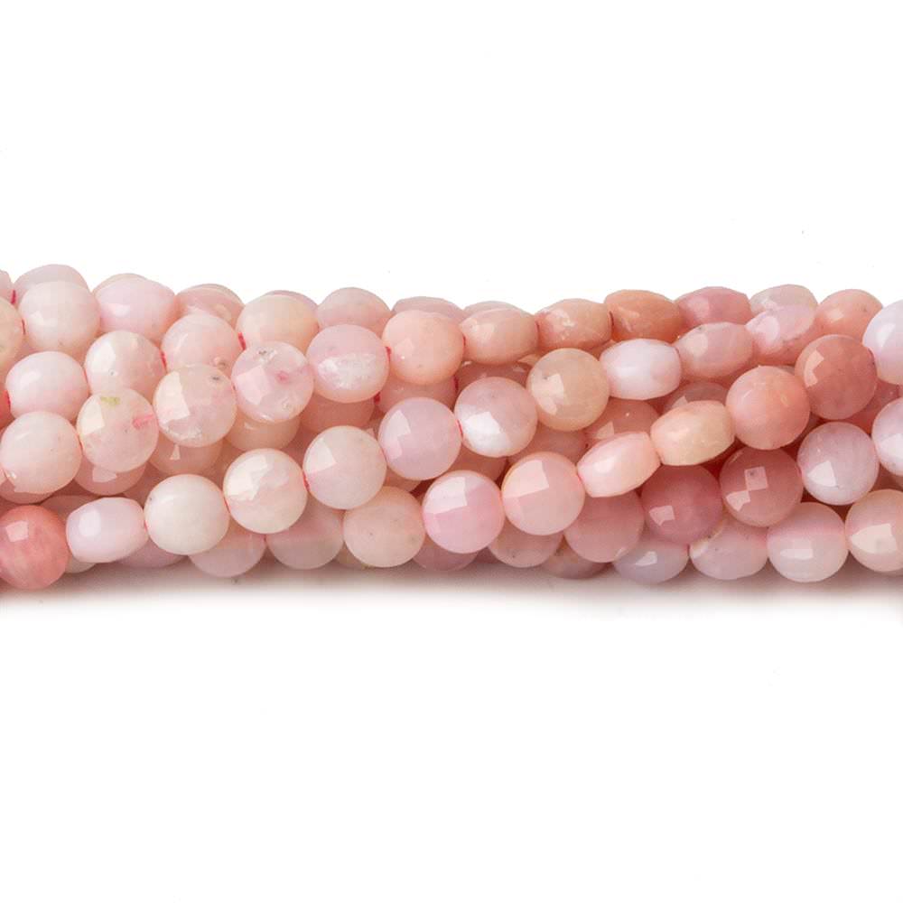 4mm Pink Peruvian Opal checkerboard calibrated faceted coins 12.5 inch 85 beads AAA - Beadsofcambay.com