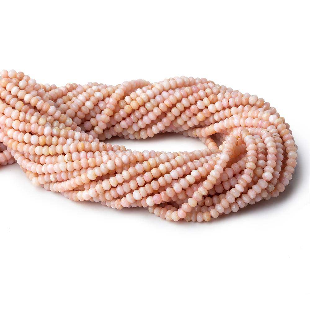 4mm Pink Peruvian Opal faceted rondelle beads 13 inch 125 pieces - Beadsofcambay.com