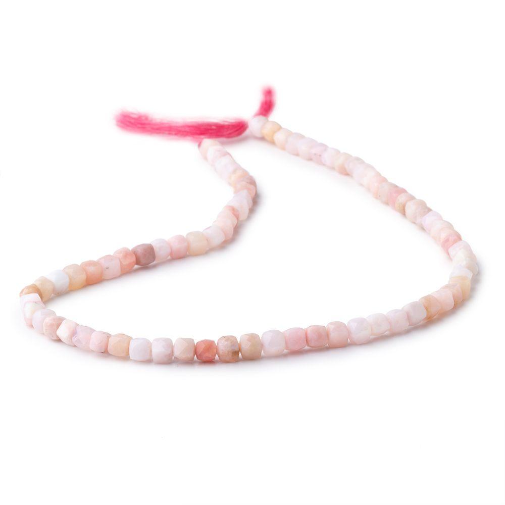 4mm Pink Peruvian Opal Micro Faceted Cube Beads 12 inch 75 pieces - Beadsofcambay.com