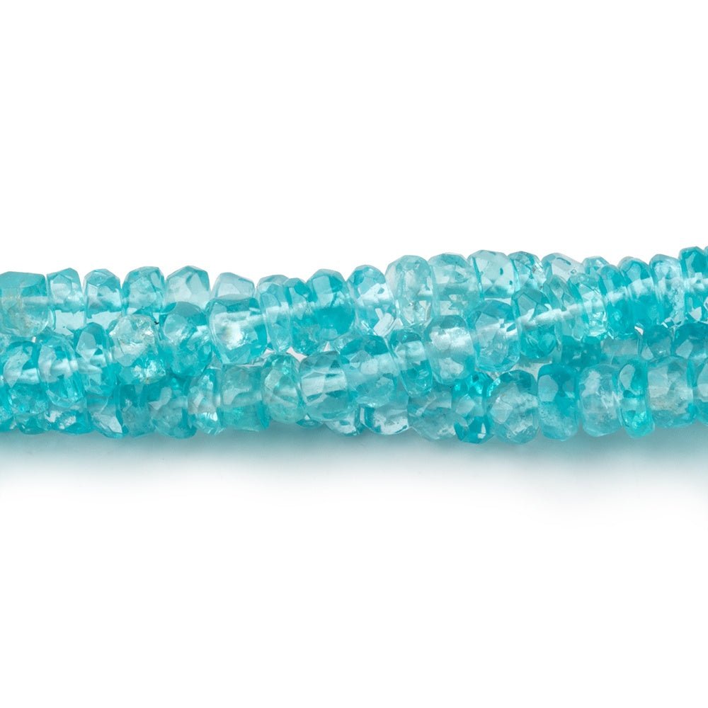 4mm Pool Blue Apatite Faceted Rondelle Beads 18 inch 220 pieces - Beadsofcambay.com