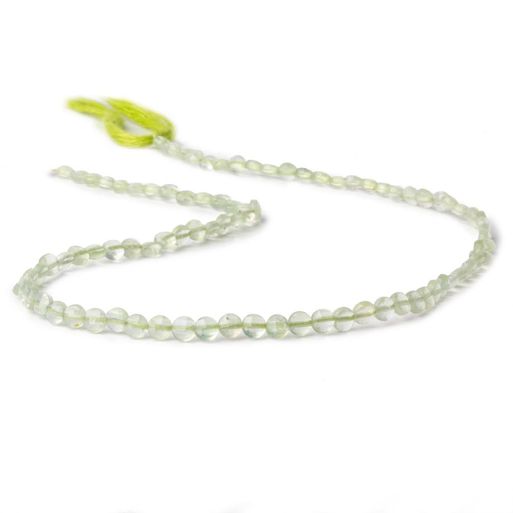 4mm Prehnite checkerboard calibrated faceted coins 12.5 inch 85 beads AAA - Beadsofcambay.com