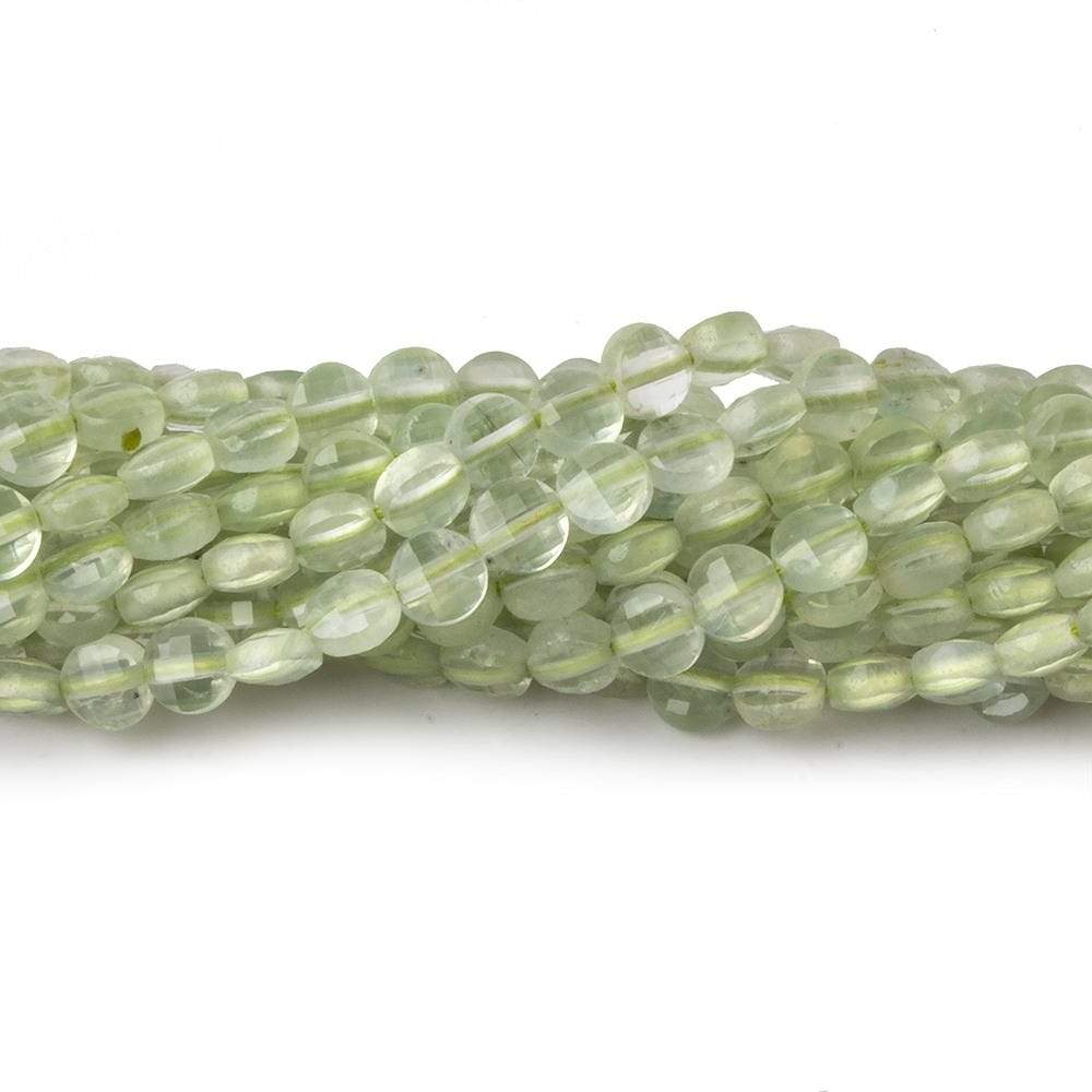 4mm Prehnite checkerboard calibrated faceted coins 12.5 inch 85 beads AAA - Beadsofcambay.com