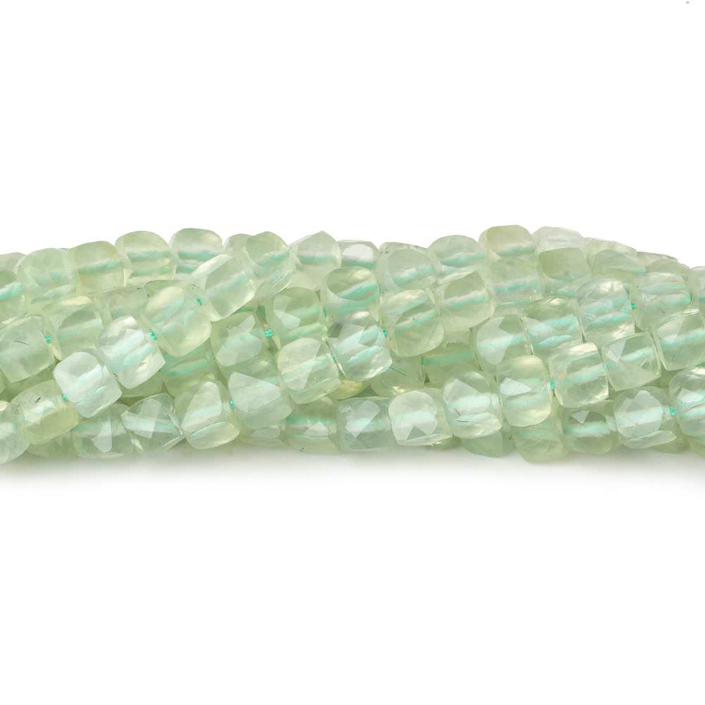 4mm Prehnite micro faceted cubes 12 inch 80 beads - Beadsofcambay.com