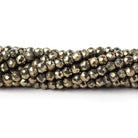 4mm Pyrite Faceted Rondelle 13 inch 100 Beads - Beadsofcambay.com