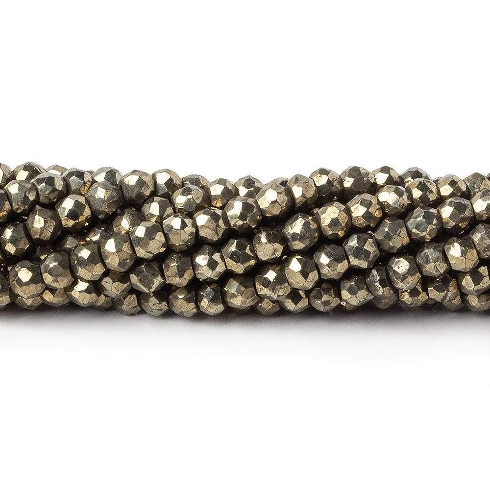 4mm Pyrite Faceted Rondelle 13 inch 100 Beads - Beadsofcambay.com