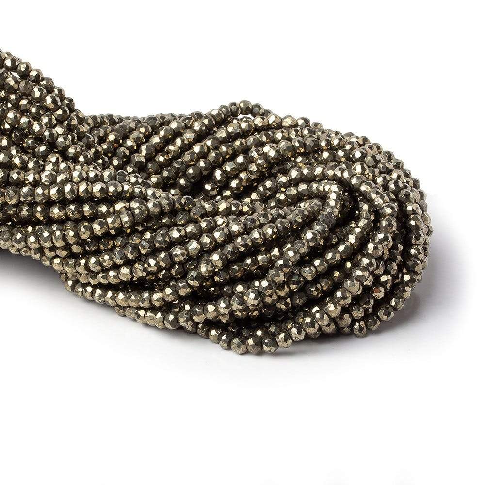 4mm Pyrite Faceted Rondelle 13 inch 100 Beads - Beadsofcambay.com