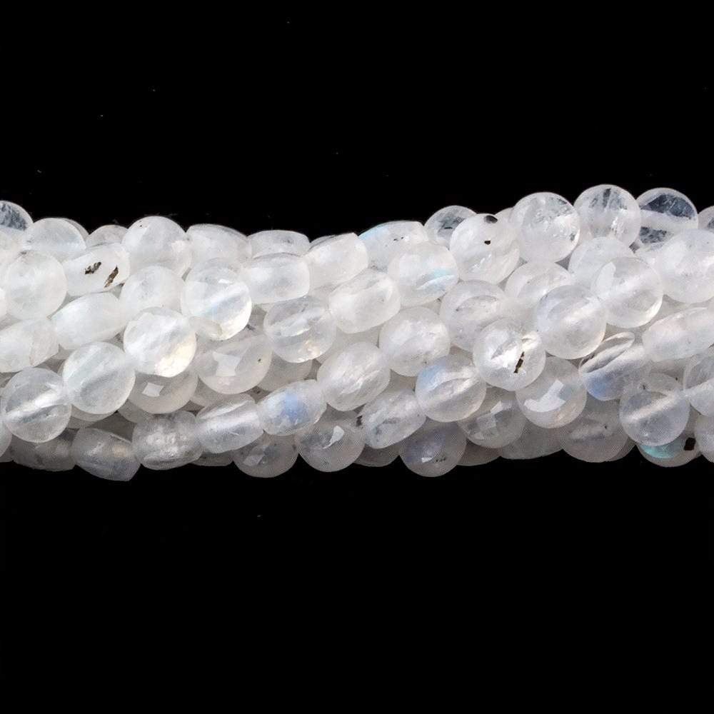 4mm Rainbow Moonstone checkerboard calibrated faceted coins 12.5 inch 85 beads AAA - Beadsofcambay.com