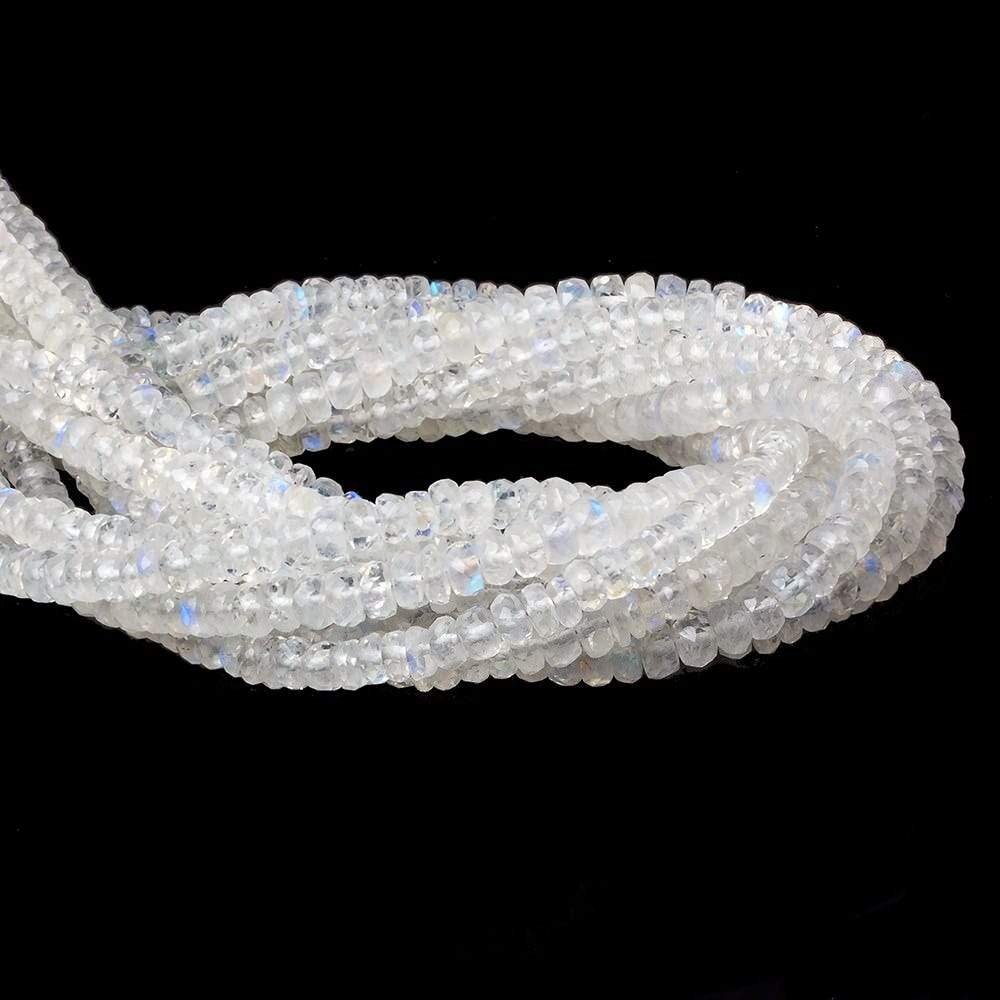 4mm Rainbow Moonstone Faceted Rondelle Beads 10 inch 105 beads AAA - Beadsofcambay.com