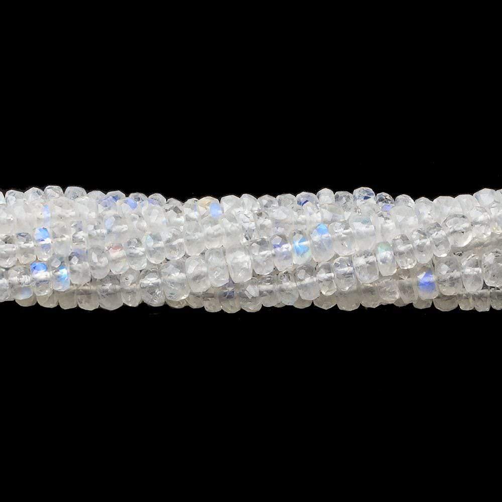 4mm Rainbow Moonstone Faceted Rondelle Beads 10 inch 105 beads AAA - Beadsofcambay.com