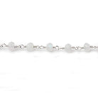 4mm Rainbow Moonstone Faceted Rondelles on Silver Plated Chain by the foot 38 pcs - Beadsofcambay.com