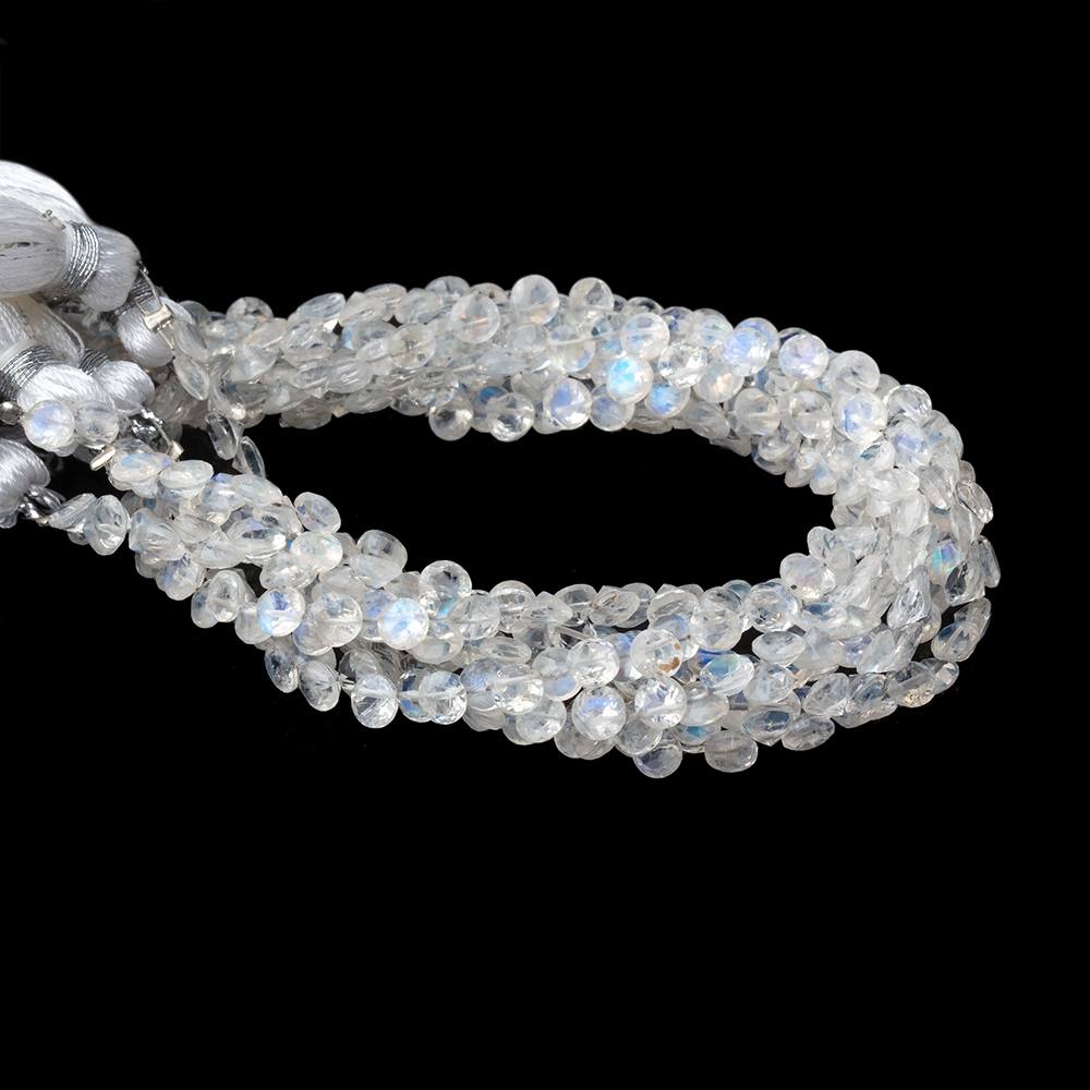 4mm Rainbow Moonstone Pavilion Faceted Coin Beads 7 inch 66 pieces AAA - Beadsofcambay.com