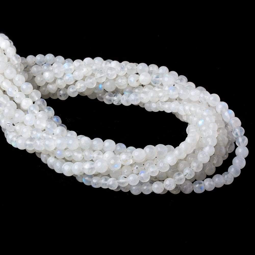4mm Rainbow Moonstone Plain Round Beads 16 inches 114 beads - Beadsofcambay.com