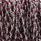 4mm Rhodolite Garnet Faceted Rondelles on Silver Plated Chain by the Foot - Beadsofcambay.com