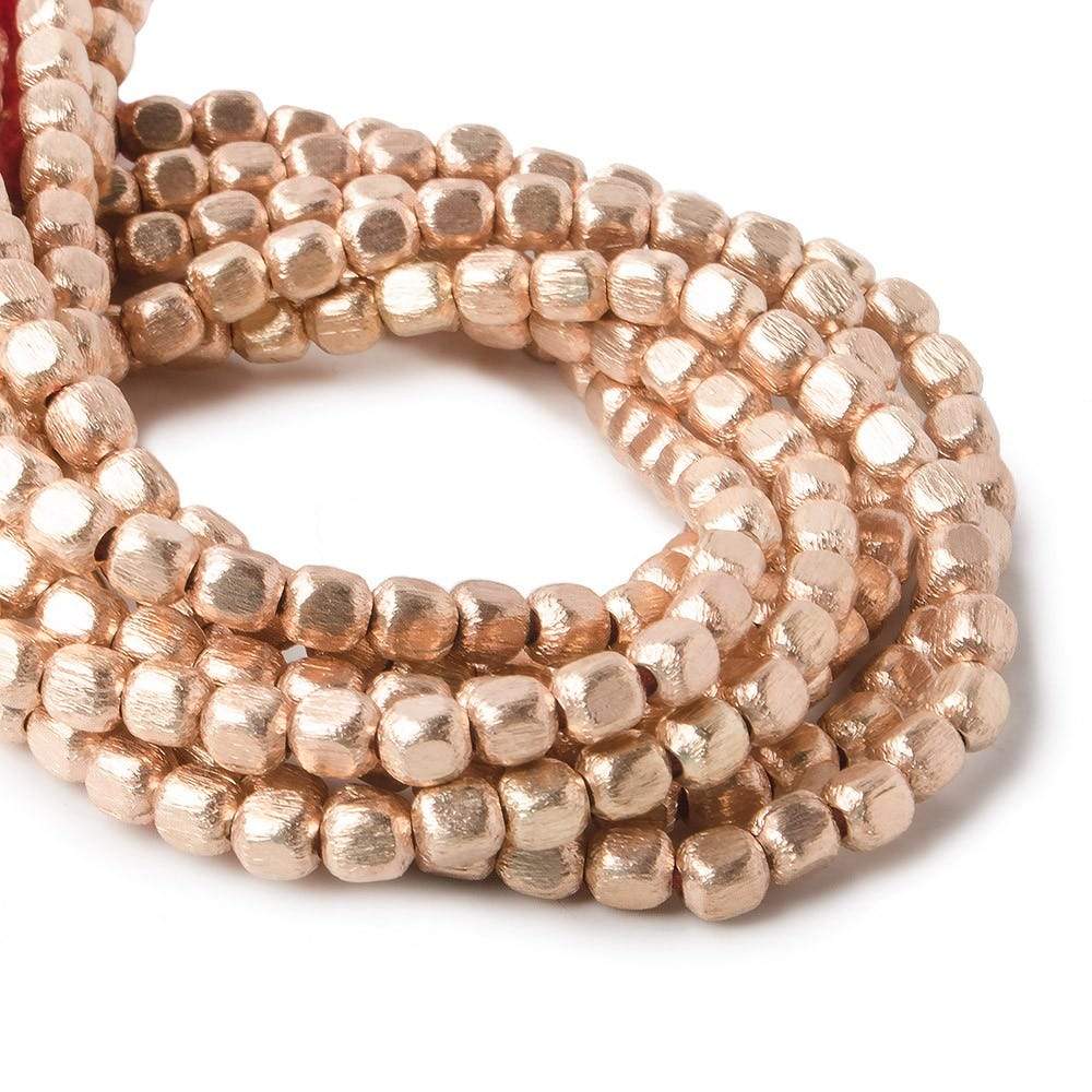 4mm Rose Gold plated Copper Brushed Cube 8 inch 49 pcs - Beadsofcambay.com