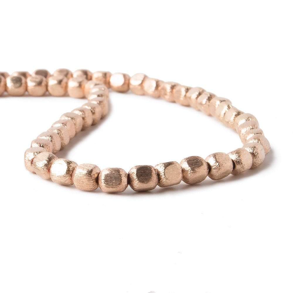4mm Rose Gold plated Copper Brushed Cube 8 inch 49 pcs - Beadsofcambay.com