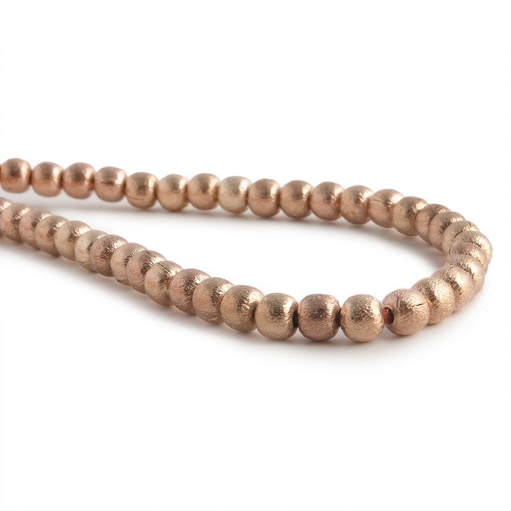 4mm Rose Gold plated Copper Brushed Round Bead 8 inch 52 pcs - Beadsofcambay.com