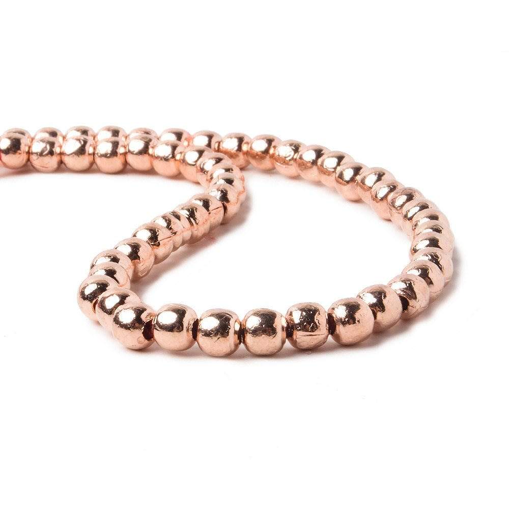 4mm Rose Gold plated Copper Plain Round Beads 8 inch 50 pieces - Beadsofcambay.com