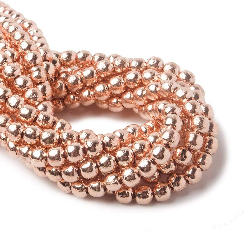 4mm Rose Gold plated Copper Plain Round Beads 8 inch 50 pieces - Beadsofcambay.com