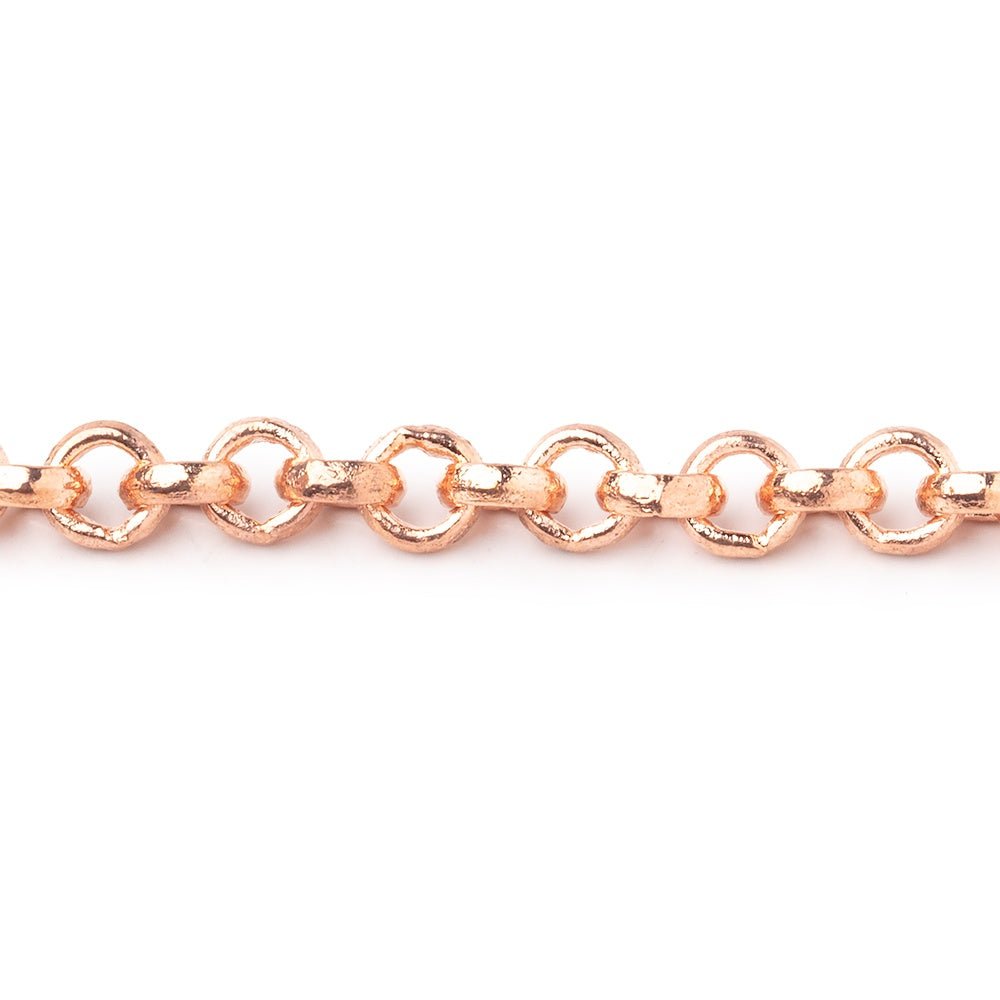 4mm Rose Gold plated Rolo Link Chain by the foot - Beadsofcambay.com