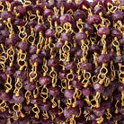 4mm Ruby faceted rondelle Gold Plated Chain by the foot 32 pieces - Beadsofcambay.com