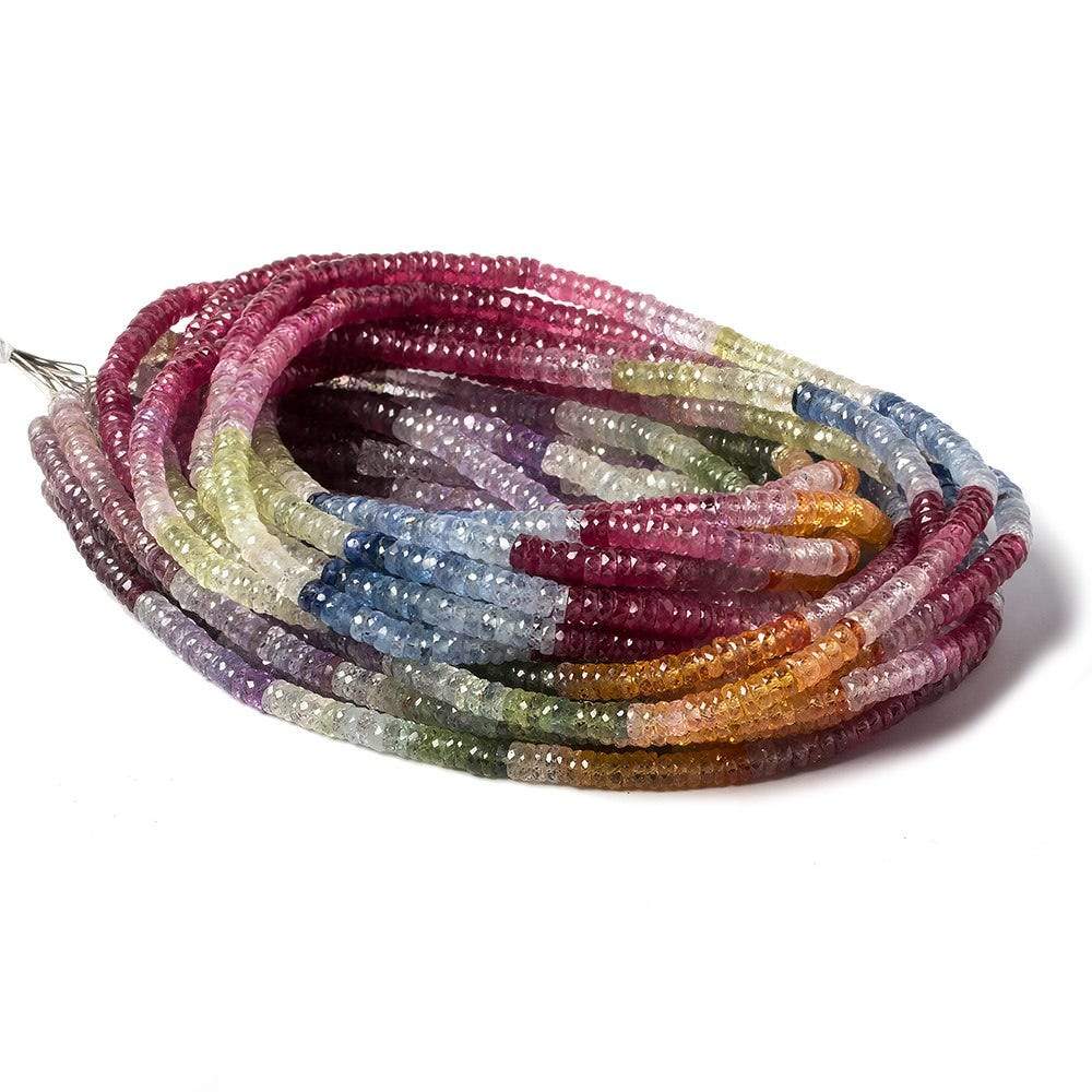 4mm Ruby & Fancy Sapphire faceted rondelle beads 18 inch 325 pieces AA - Beadsofcambay.com