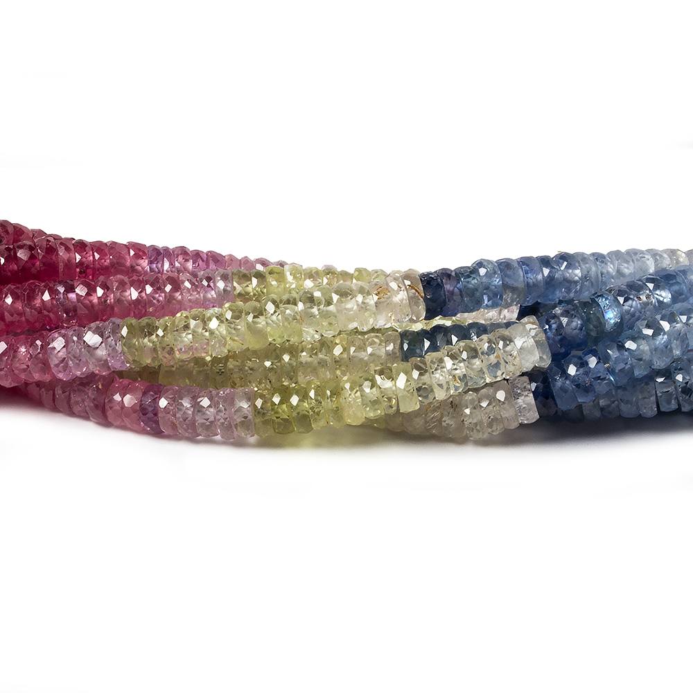 4mm Ruby & Fancy Sapphire faceted rondelle beads 18 inch 325 pieces AA - Beadsofcambay.com