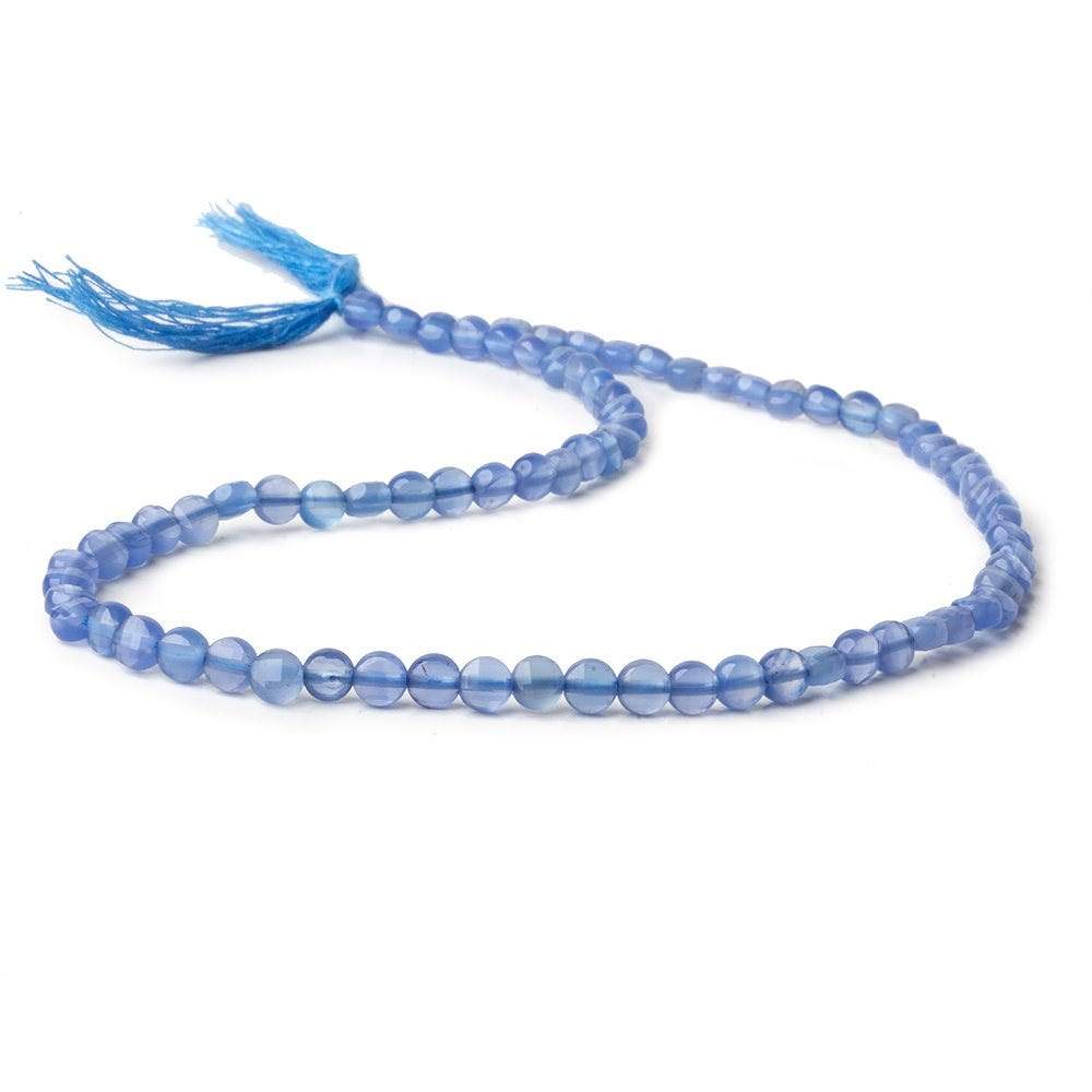 4mm Santorini Blue Chalcedony checkerboard calibrated faceted coins 12.5 inch 85 beads AAA - Beadsofcambay.com