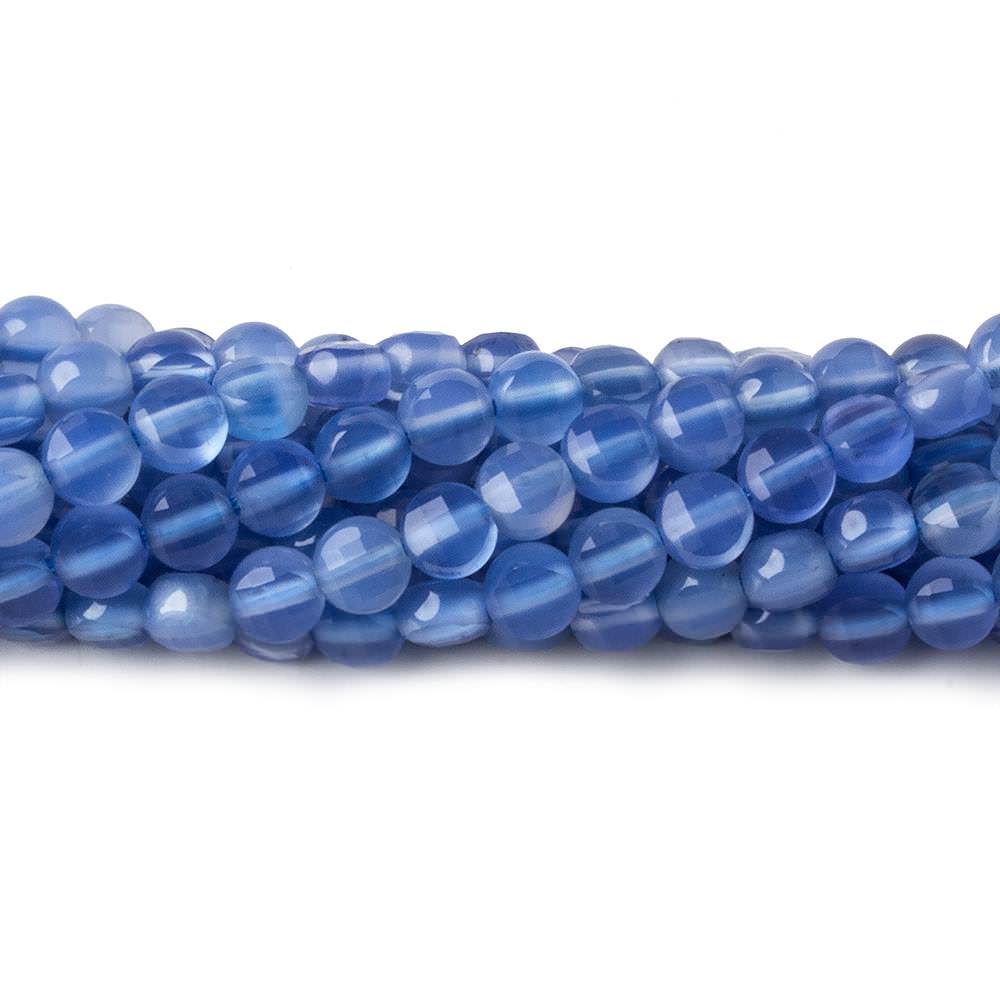 4mm Santorini Blue Chalcedony checkerboard calibrated faceted coins 12.5 inch 85 beads AAA - Beadsofcambay.com