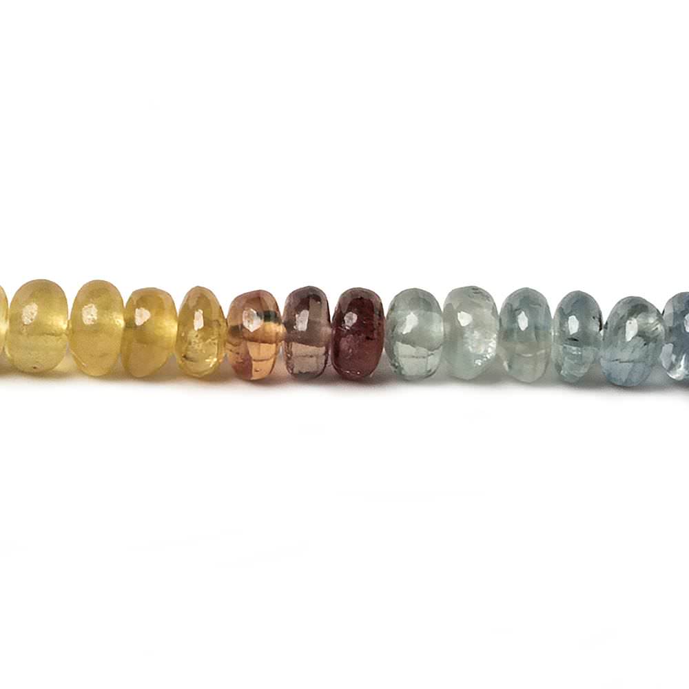 4mm Sapphire and Ruby Plain Rondelle Beads 16 inch 174 pieces - Beadsofcambay.com