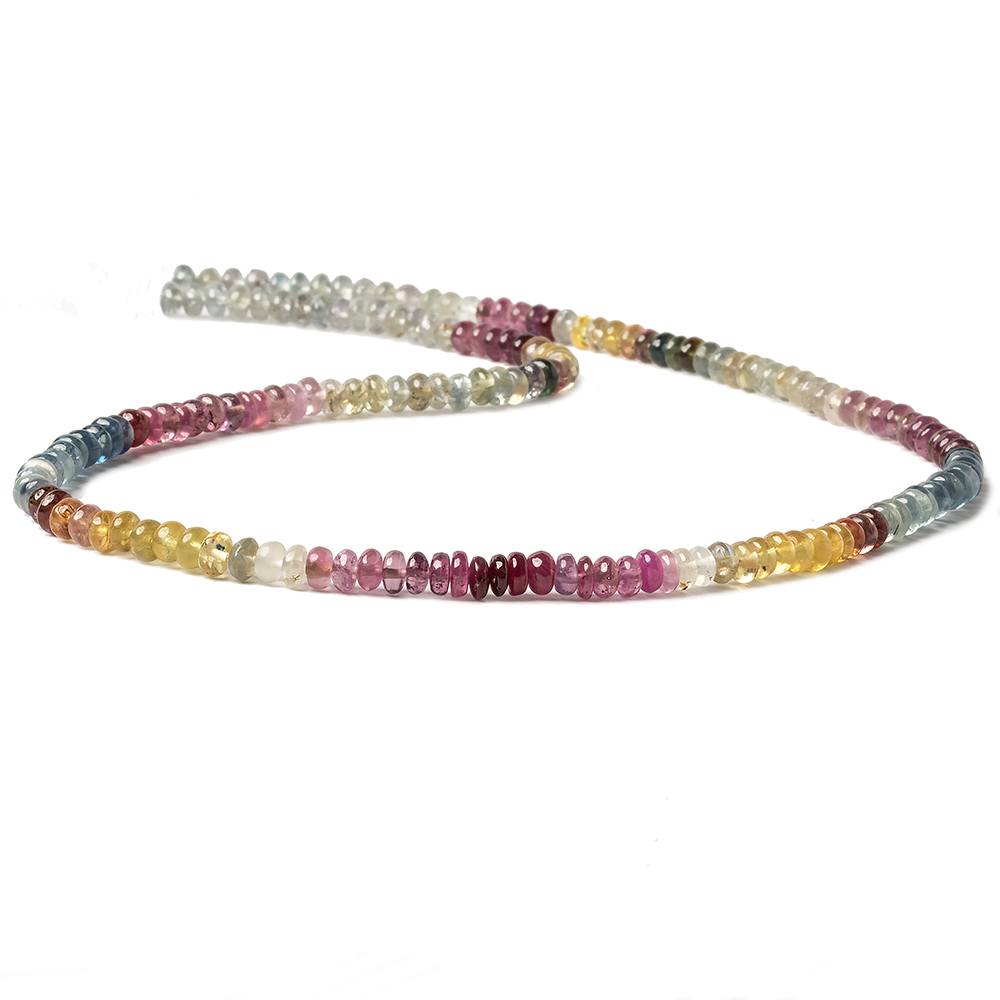 4mm Sapphire and Ruby Plain Rondelle Beads 16 inch 174 pieces - Beadsofcambay.com
