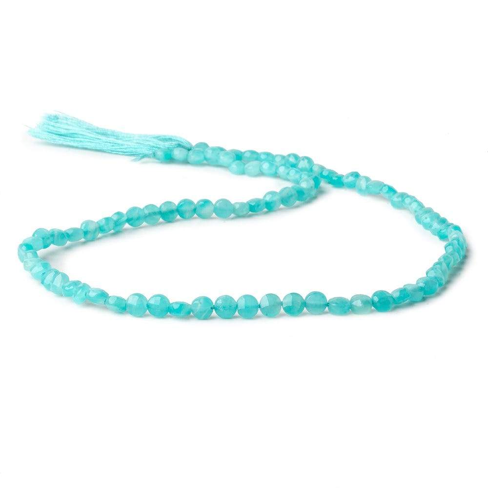 4mm Seafoam Blue Chalcedony checkerboard calibrated faceted coins 12.5 inch 85 beads AAA - Beadsofcambay.com