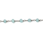 4mm Seafoam Blue Chalcedony faceted rondelle Black Gold Chain by the foot 33 beads - Beadsofcambay.com