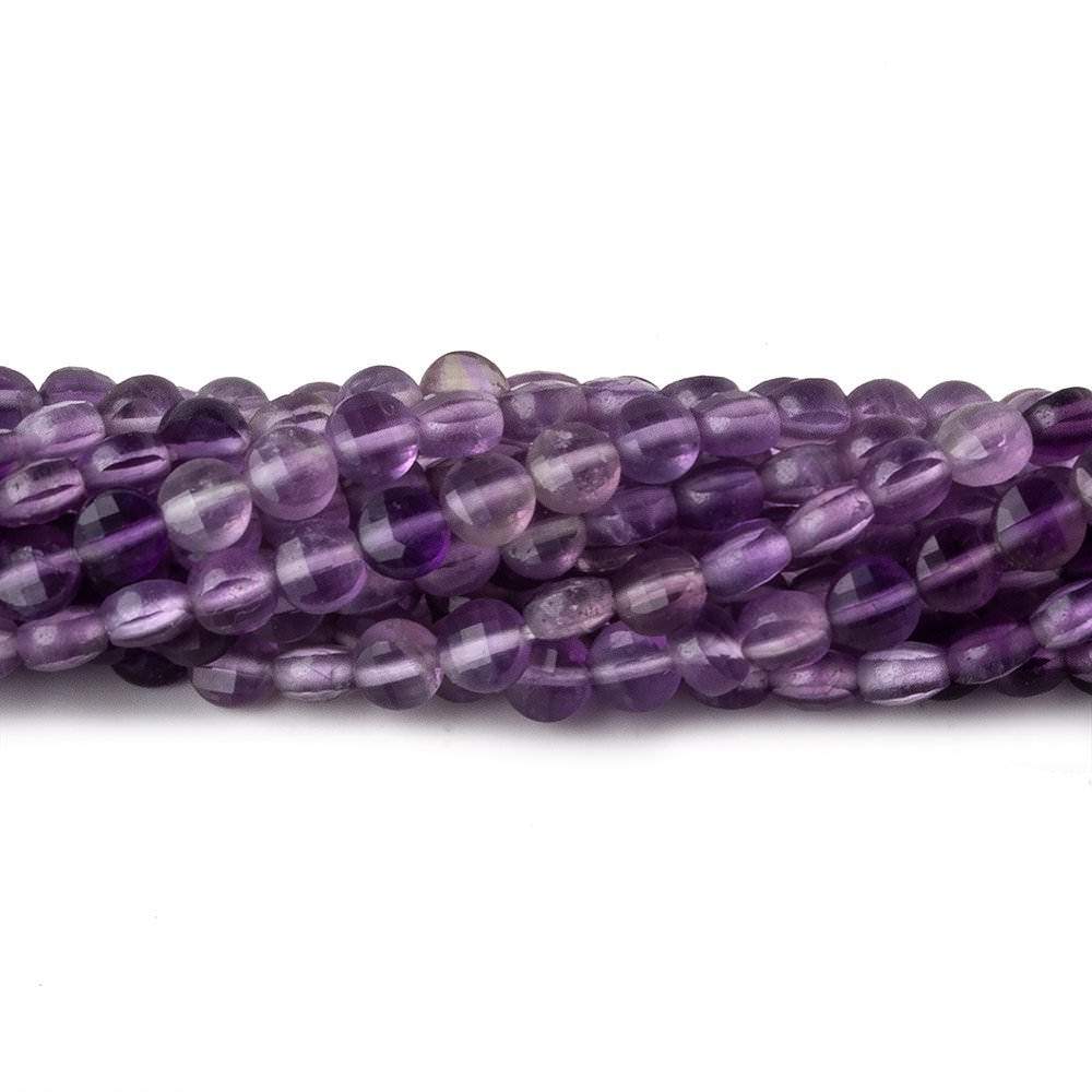 4mm Shaded Amethyst checkerboard calibrated faceted coins 12.5 inch 85 beads AAA - Beadsofcambay.com