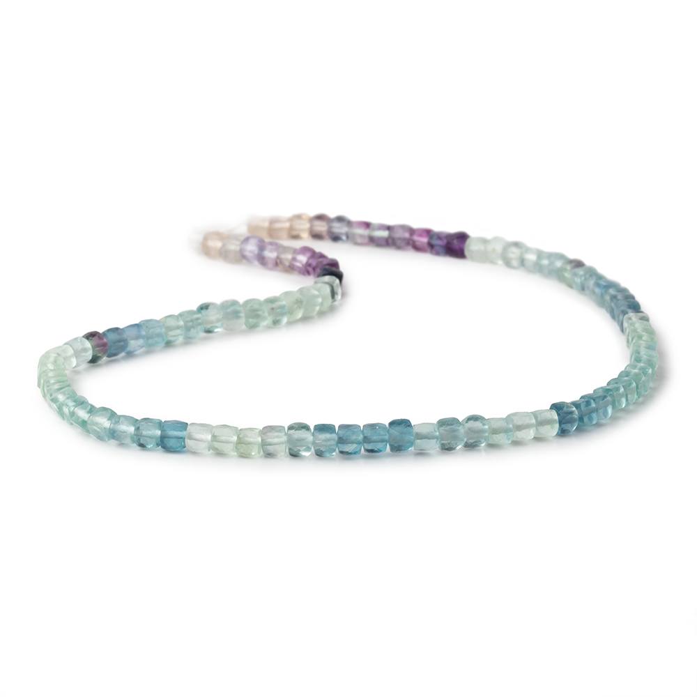 4mm Shaded Fluorite Micro Faceted Cube Beads 12.5 inch 90 pieces AA - Beadsofcambay.com