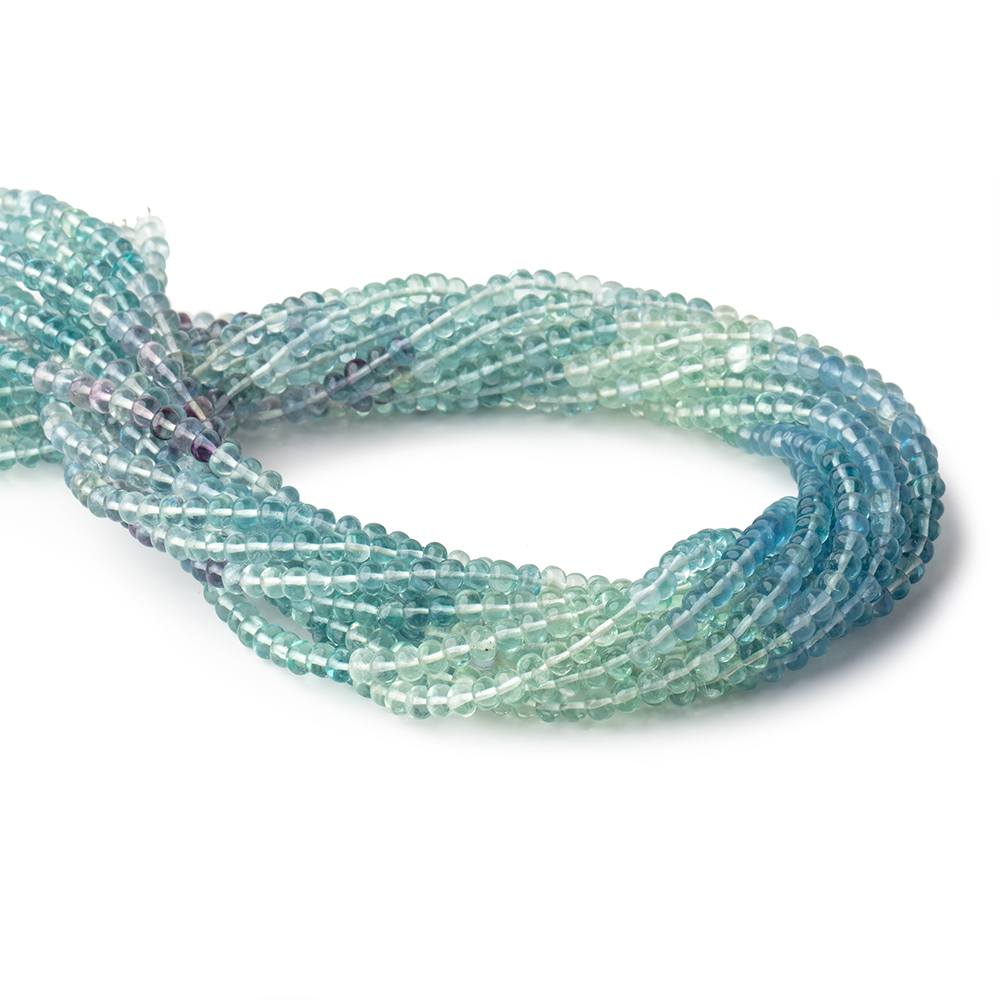 4mm Shaded Fluorite Plain Rondelle Beads 12.75 inch 113 pieces - Beadsofcambay.com