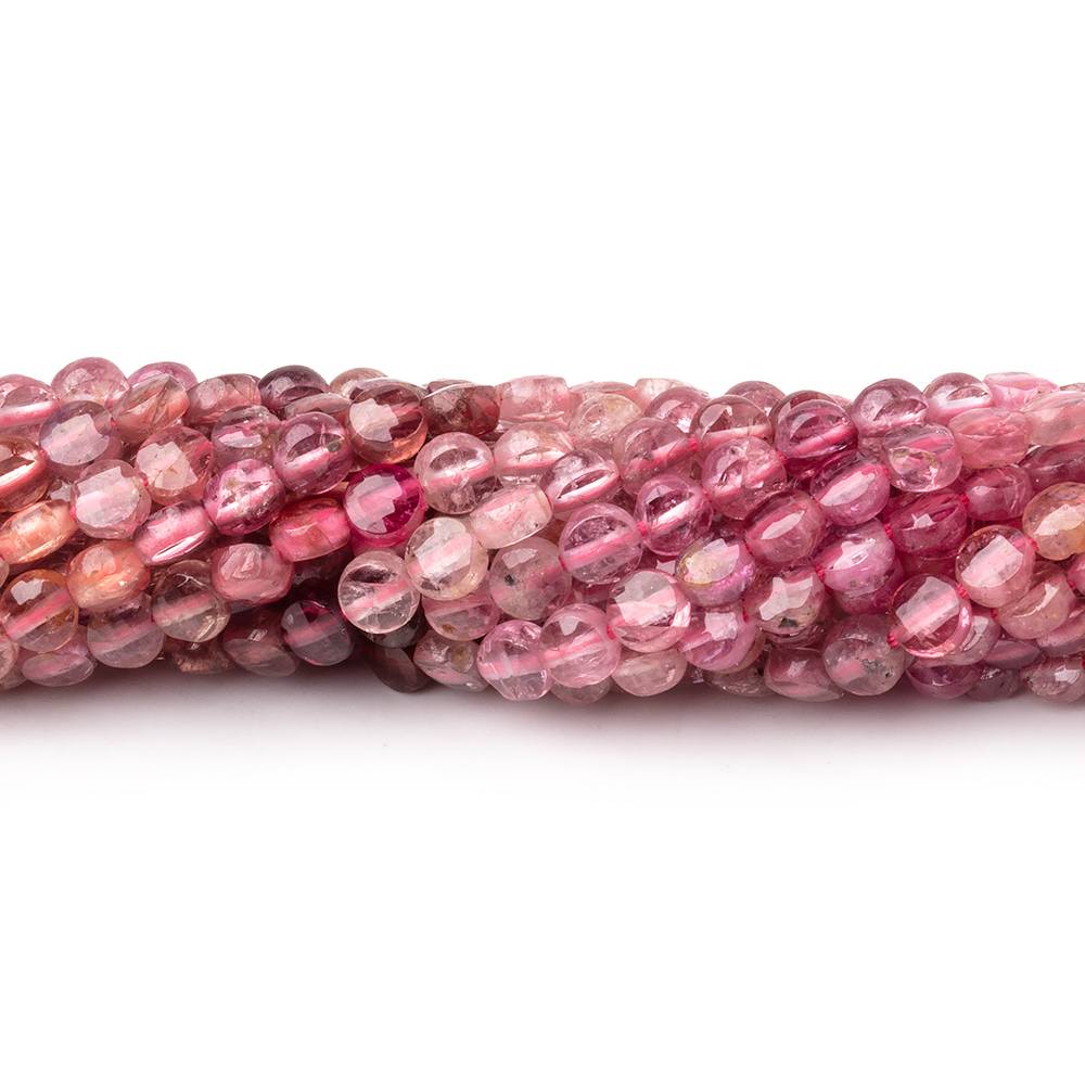 4mm Shaded Magenta Spinel Checkerboard Faceted Calibrated Coins 12.5 inch 86 Beads AA