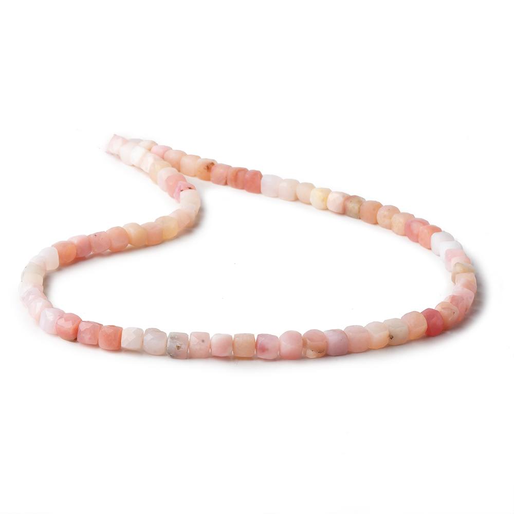 4mm Shaded Pink Peruvian Opal micro faceted cubes 12 inch 75 beads - Beadsofcambay.com