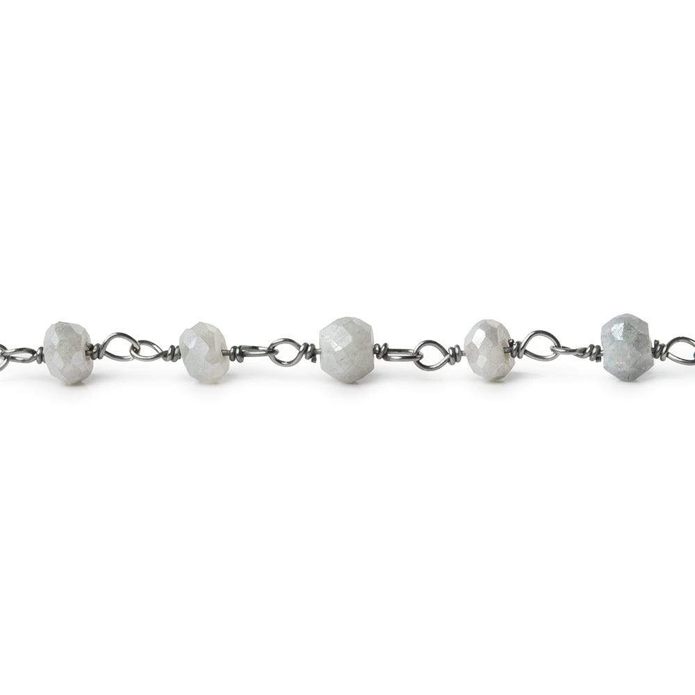 4mm Silver Mystic Quartz faceted rondelle Black Gold .925 Silver Chain by the foot 36 beads - Beadsofcambay.com