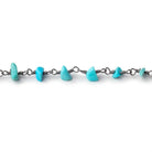 4mm Sleeping Beauty Turquoise Chips on .925 Black Gold Chain by the Foot 38 beads - Beadsofcambay.com