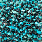 4mm Sleeping Beauty Turquoise Chips on .925 Black Gold Chain by the Foot 38 beads - Beadsofcambay.com