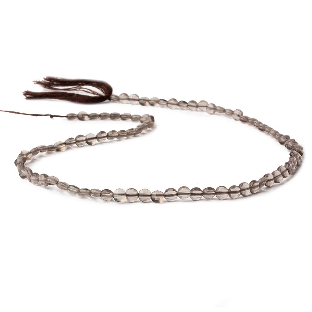 4mm Smoky Quartz checkerboard calibrated faceted coins 12.5 inch 85 beads AAA - Beadsofcambay.com