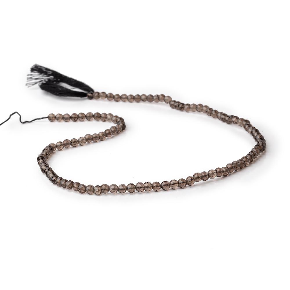 4mm Smoky Quartz Hand Faceted Round Beads 14 inch 96 pieces - Beadsofcambay.com