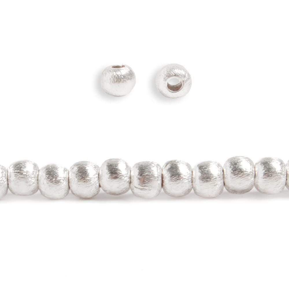 4mm Sterling Silver plated Copper Brushed Round Bead 8 inch 52 beads - Beadsofcambay.com