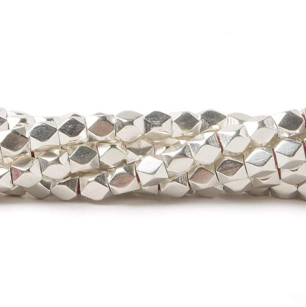 4mm Sterling Silver plated Copper Faceted Nugget Hand Polished Beads 8 inch 48 beads - Beadsofcambay.com
